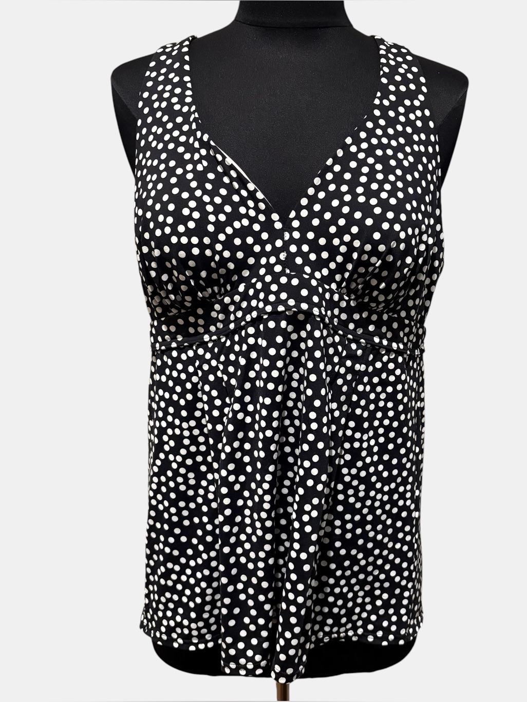 Lands' End Black And White Polka Dot Swim Tank